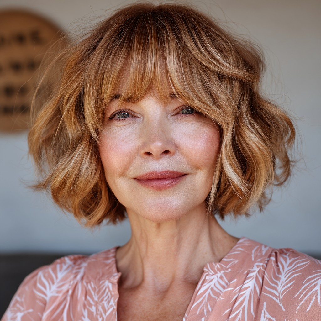 Charming Textured Bob with Face-Framing Bangs