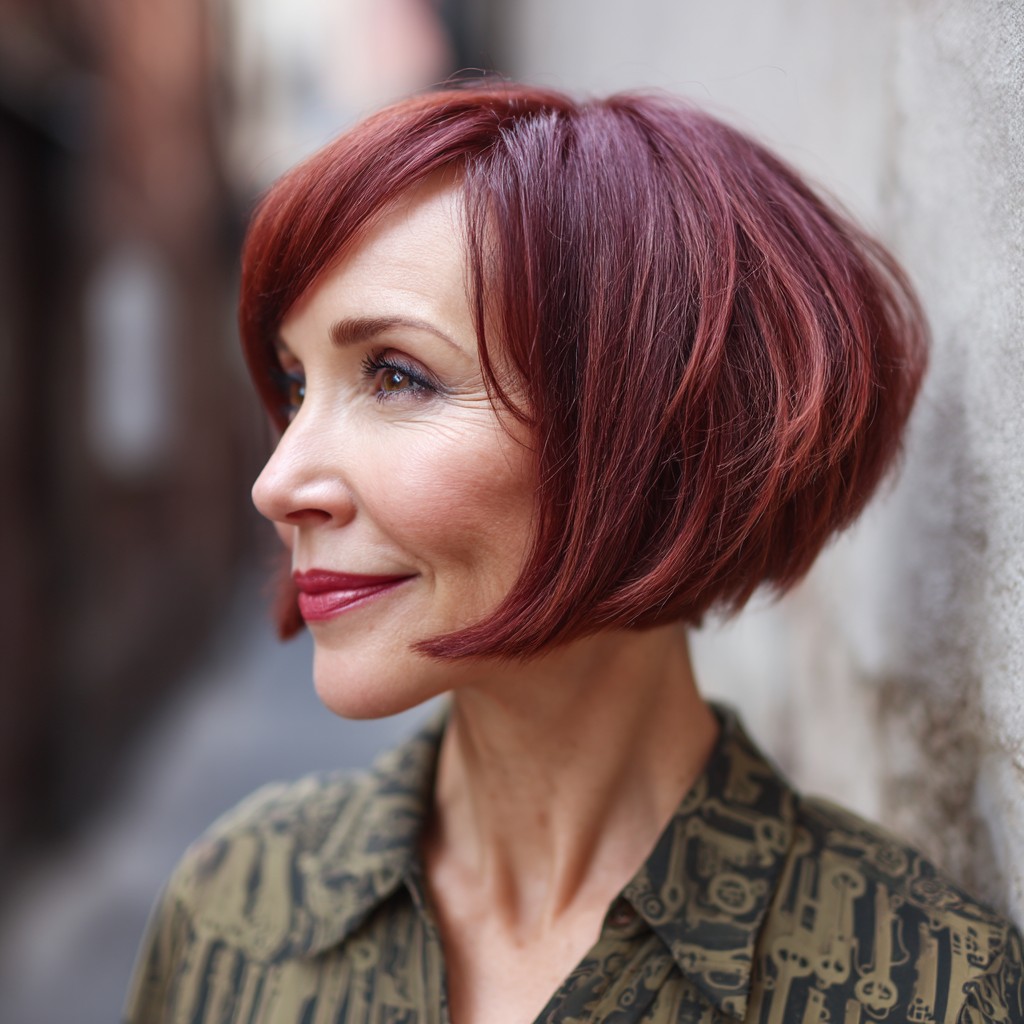 Chic A-Line Burgundy Bob with Soft Texture