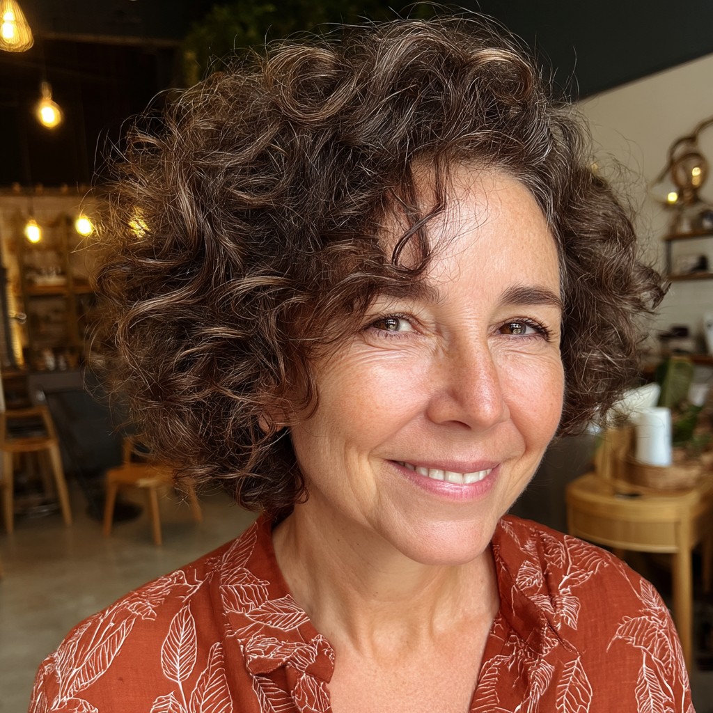 Chic Curly Crop with Face-Framing Layers