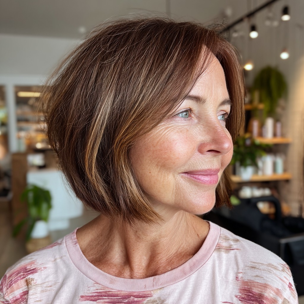 Chic Rounded Bob with Subtle Highlights