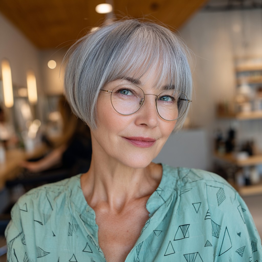 Chic Silvery Bob with Subtle Layers