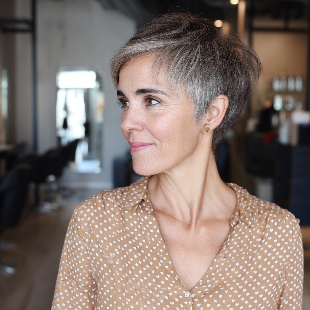 Chic Softly Textured Silver Mixie with Subtle Layers