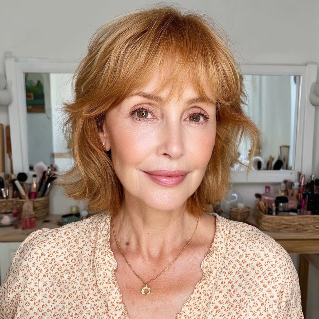 Chic Textured Copper Bob with Soft Layers