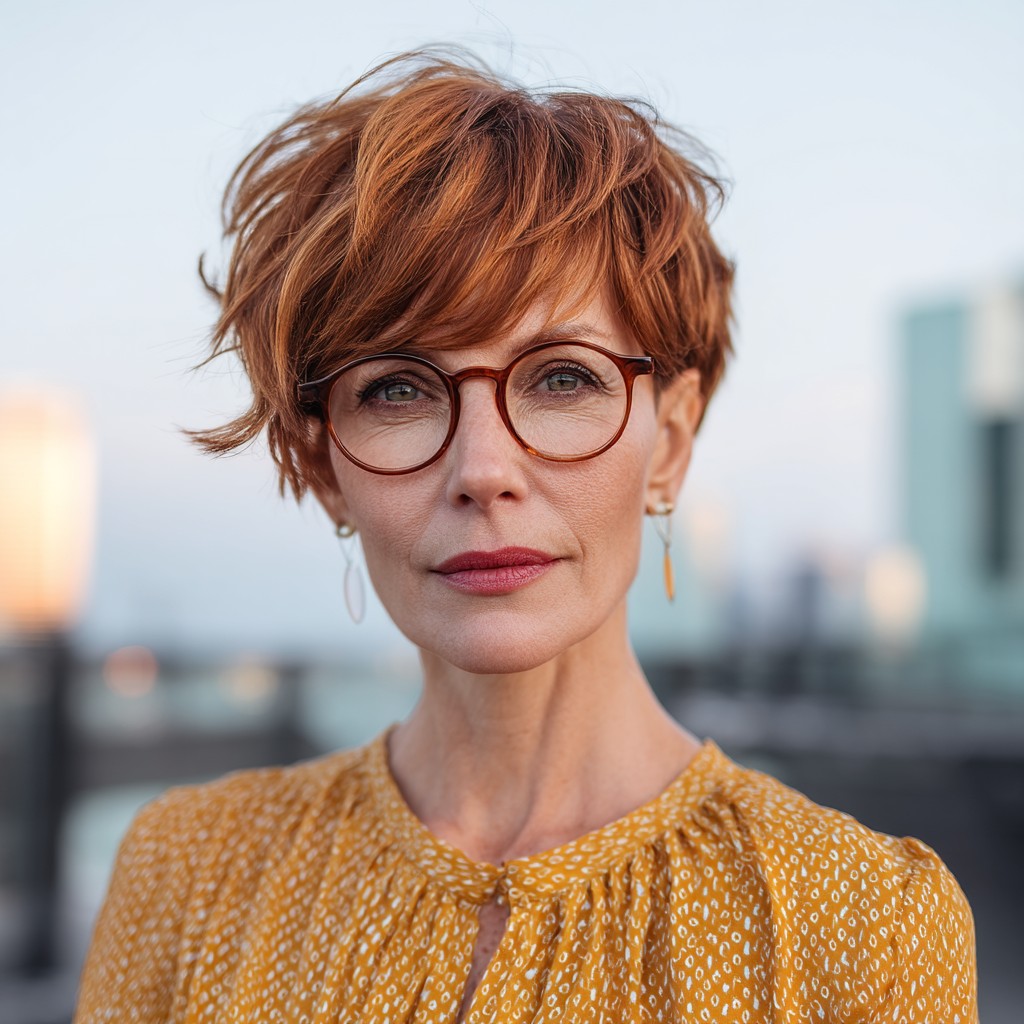 Chic Textured Copper Pixie Cut with Soft Volume