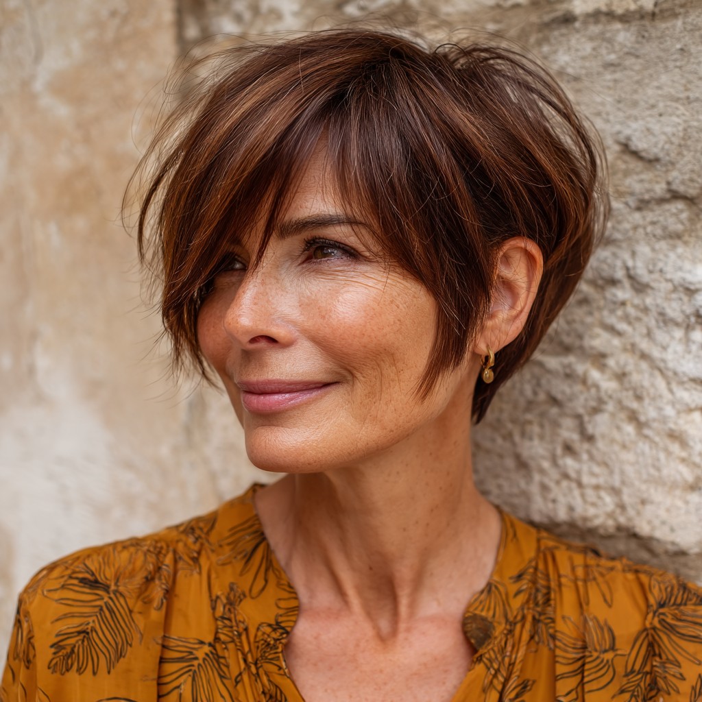 Chic Textured Pixie Cut with Side-Swept Bangs