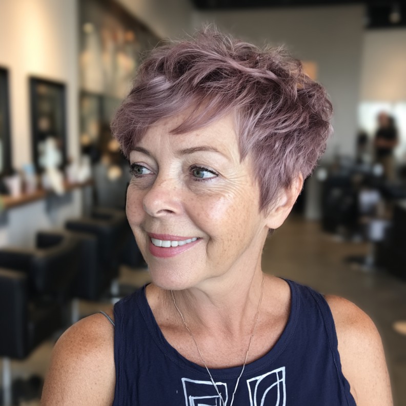 Chic Textured Pixie Cut with Soft Lavender Tones
