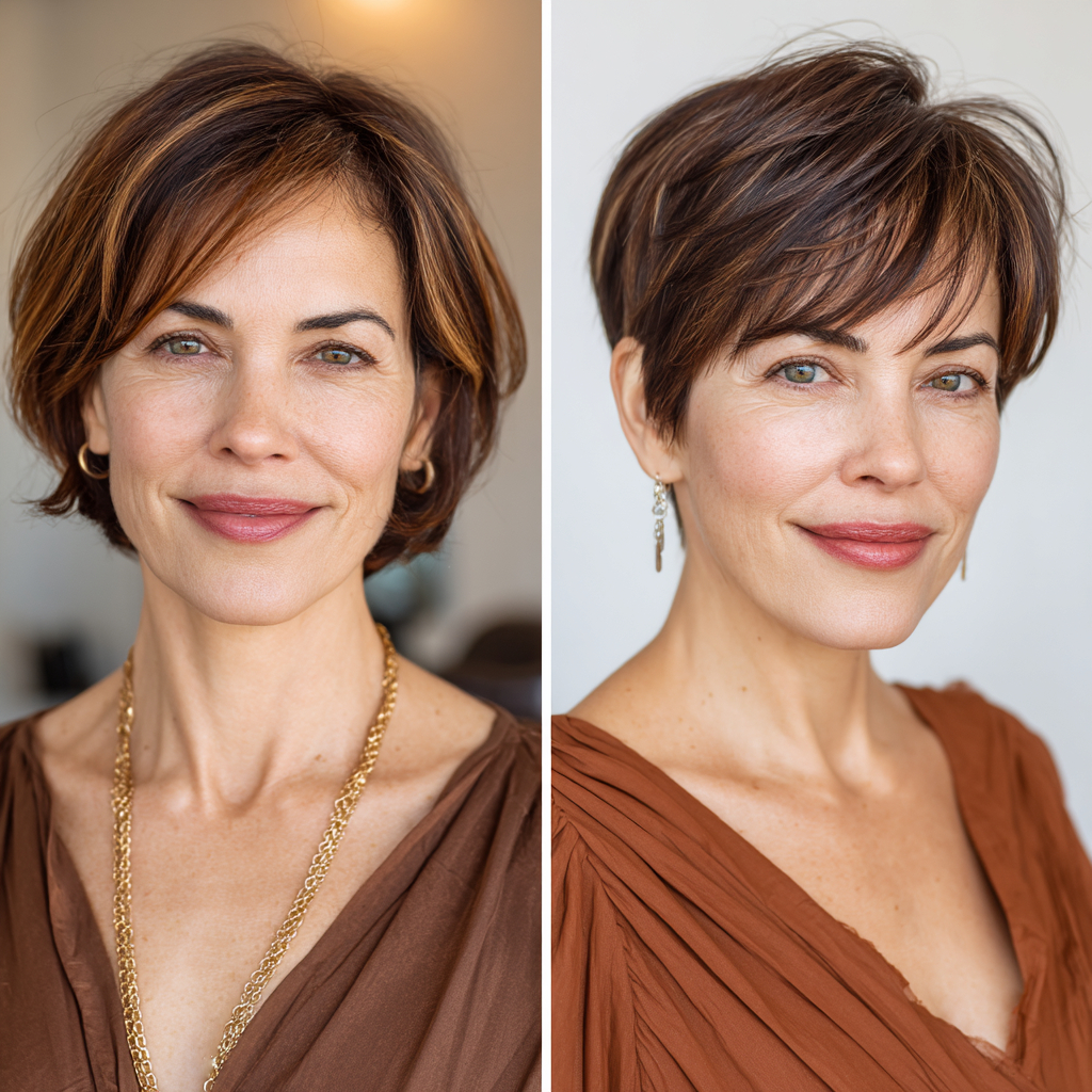 Chic Textured Pixie Cut with Subtle Warm Highlights
