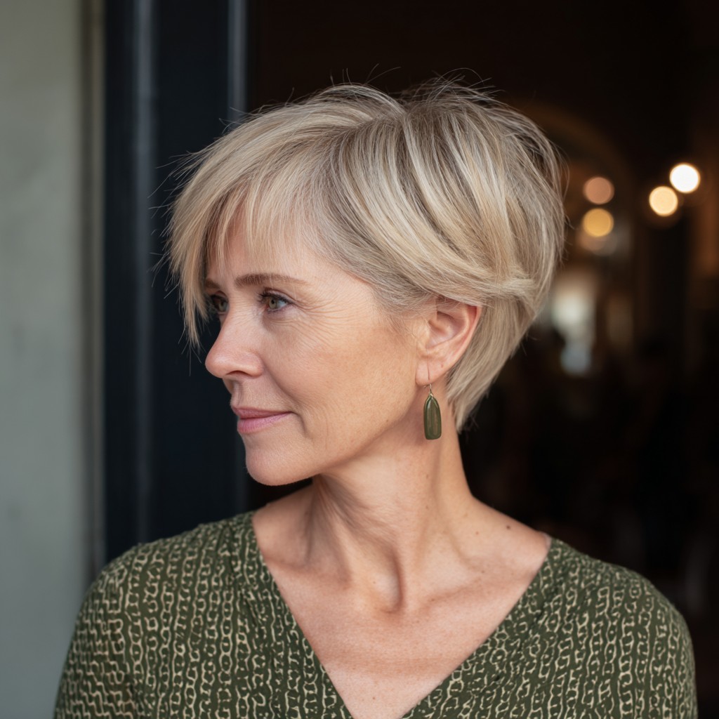 Chic Textured Short Blonde Mixie with Soft Layers