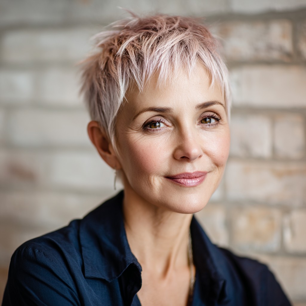 Chic Textured Short Pixie with Soft Highlights