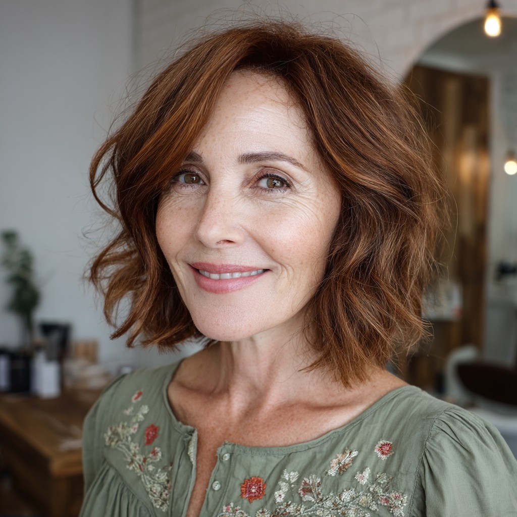 Chic Textured Shoulder-Length Waves