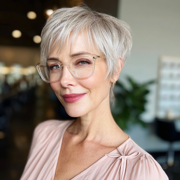 Chic Textured Silver Mixie with Soft Layers