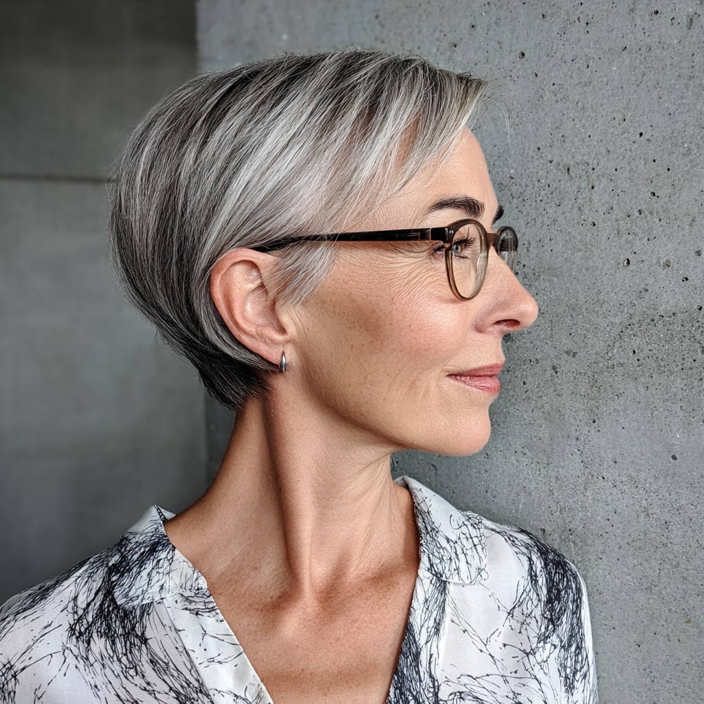 Chic Textured Silver Pixie Cut with Soft Layers