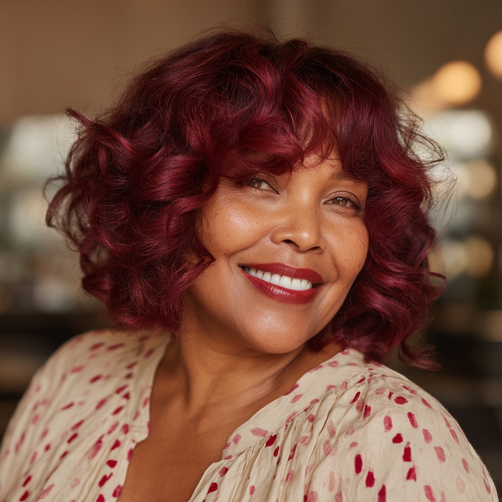 Chic Velvet Edge Bob with Lush Curls