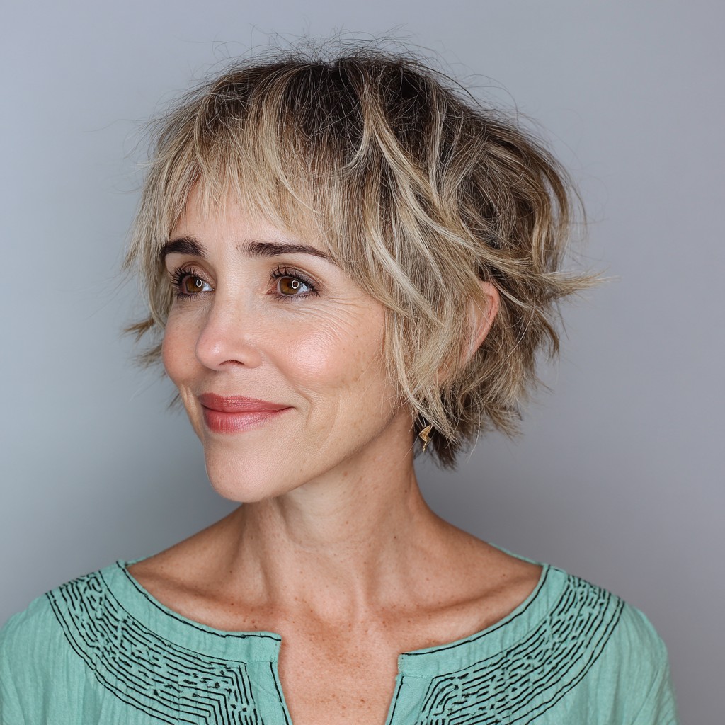 Effortless Textured Short Cut with Soft Highlights