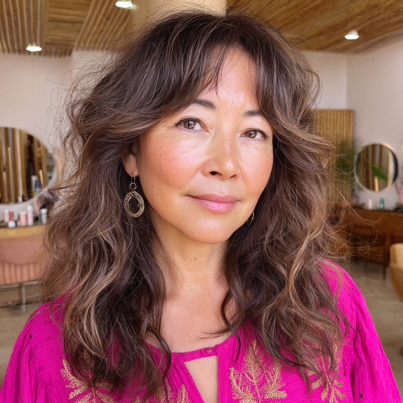 Effortless Wavy Shag with Soft Curtain Layers