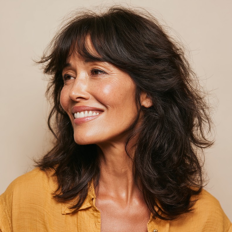 Effortlessly Layered Wavy Shag with Soft Face-Frame