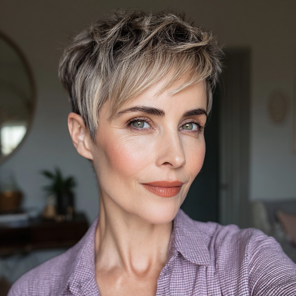 Modern Textured Pixie Cut with Subtle Highlights