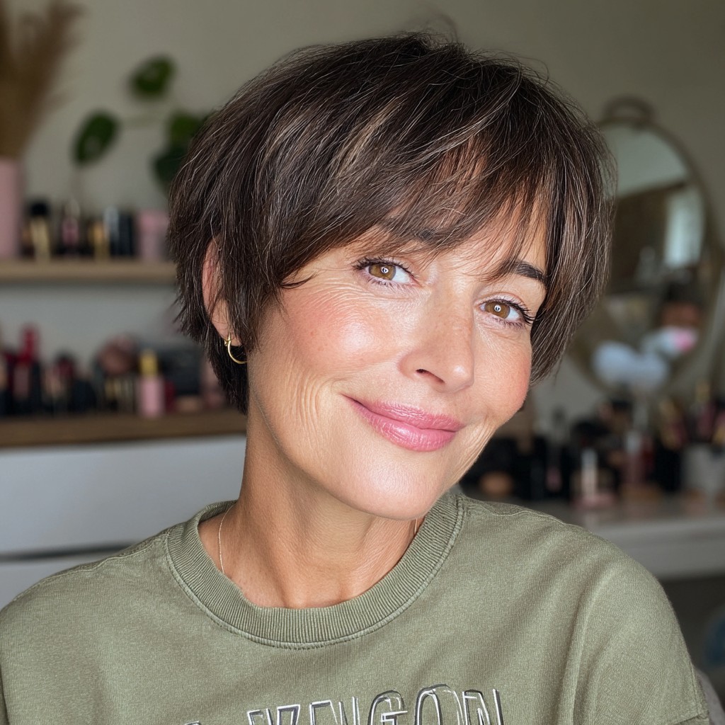 Modern Textured Pixie Cut with Wispy Bangs