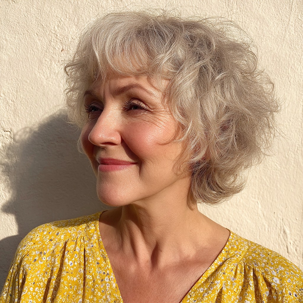 Soft Curly Bob with Light Volume and Face Framing Layers