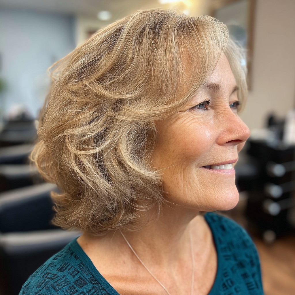Soft Layered Bob with Gentle Waves