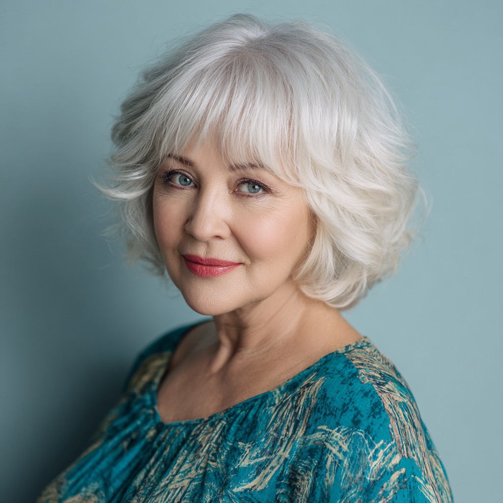 Soft Layered Silver Cloud Cut with Gentle Volume