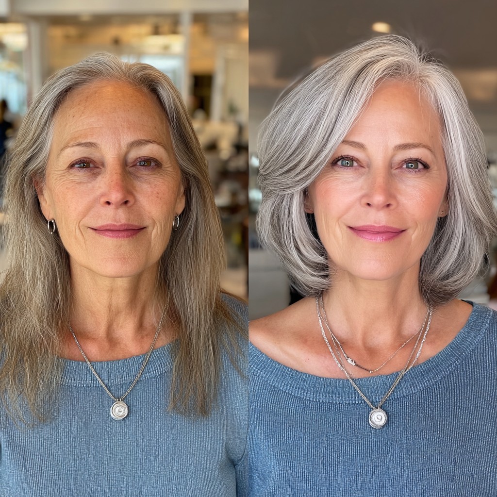 Soft Layered Silver Lob with Gentle Movement