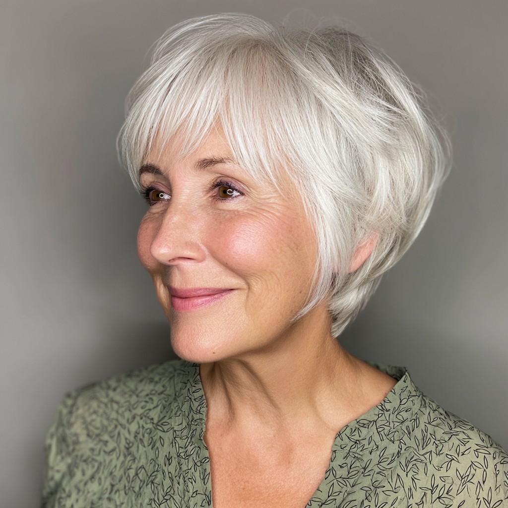 Soft Textured Silver Bob with Effortless Volume