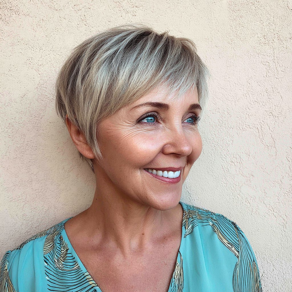 Softly Textured Pixie Cut with Subtle Highlights