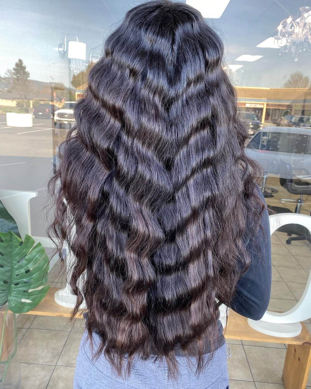 Stylish Crimped Hair with Defined Waves