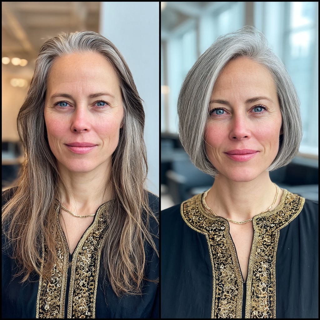 Stylish Soft Gray Blunt Bob with Subtle Layers