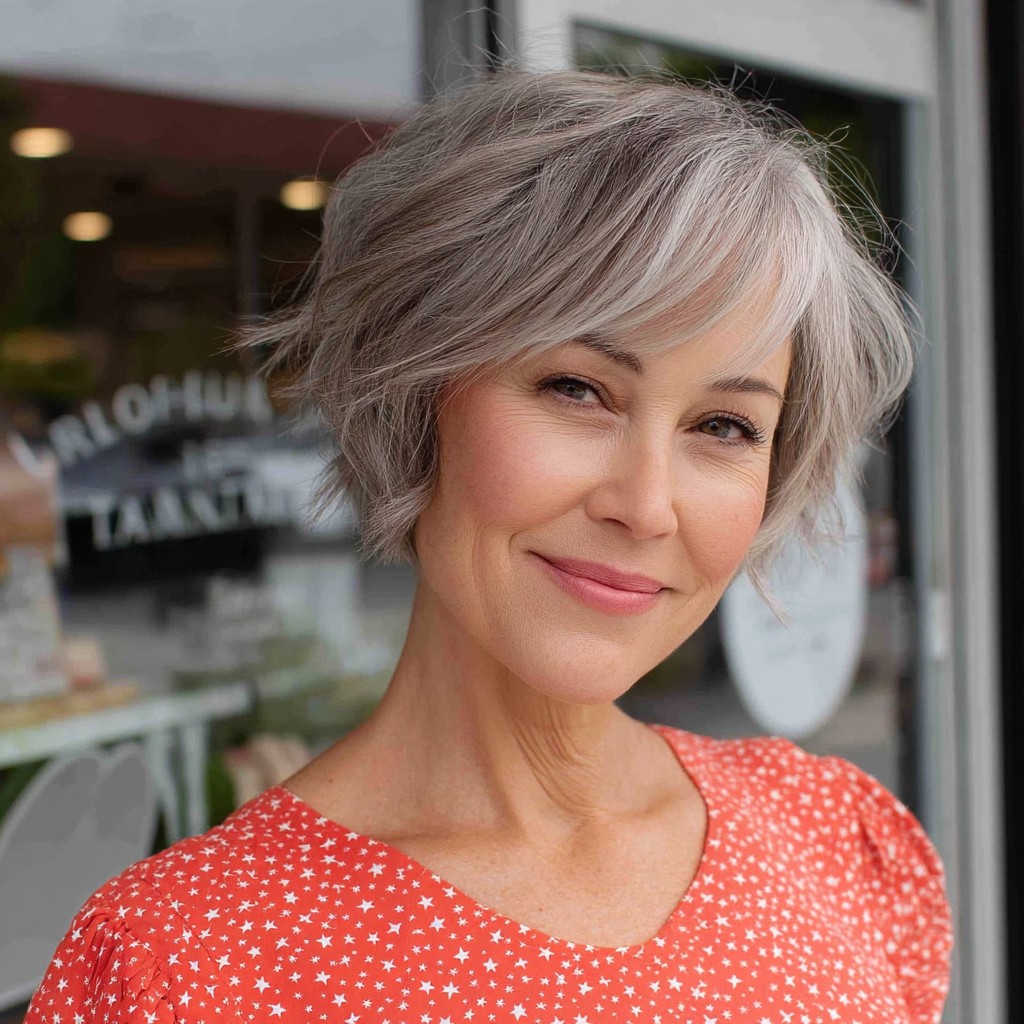Stylish Softly Layered Silver Pixie Cut