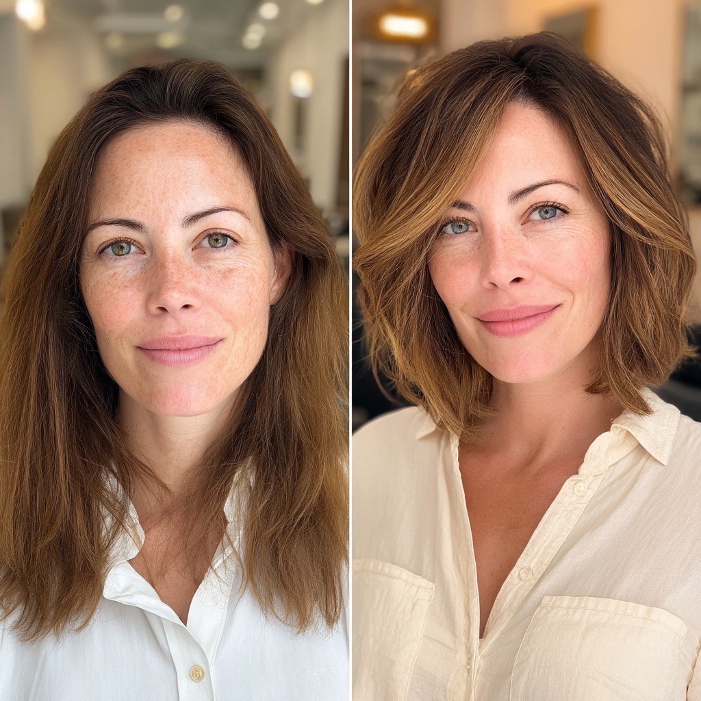 Stylish Textured Bob with Warm Highlights