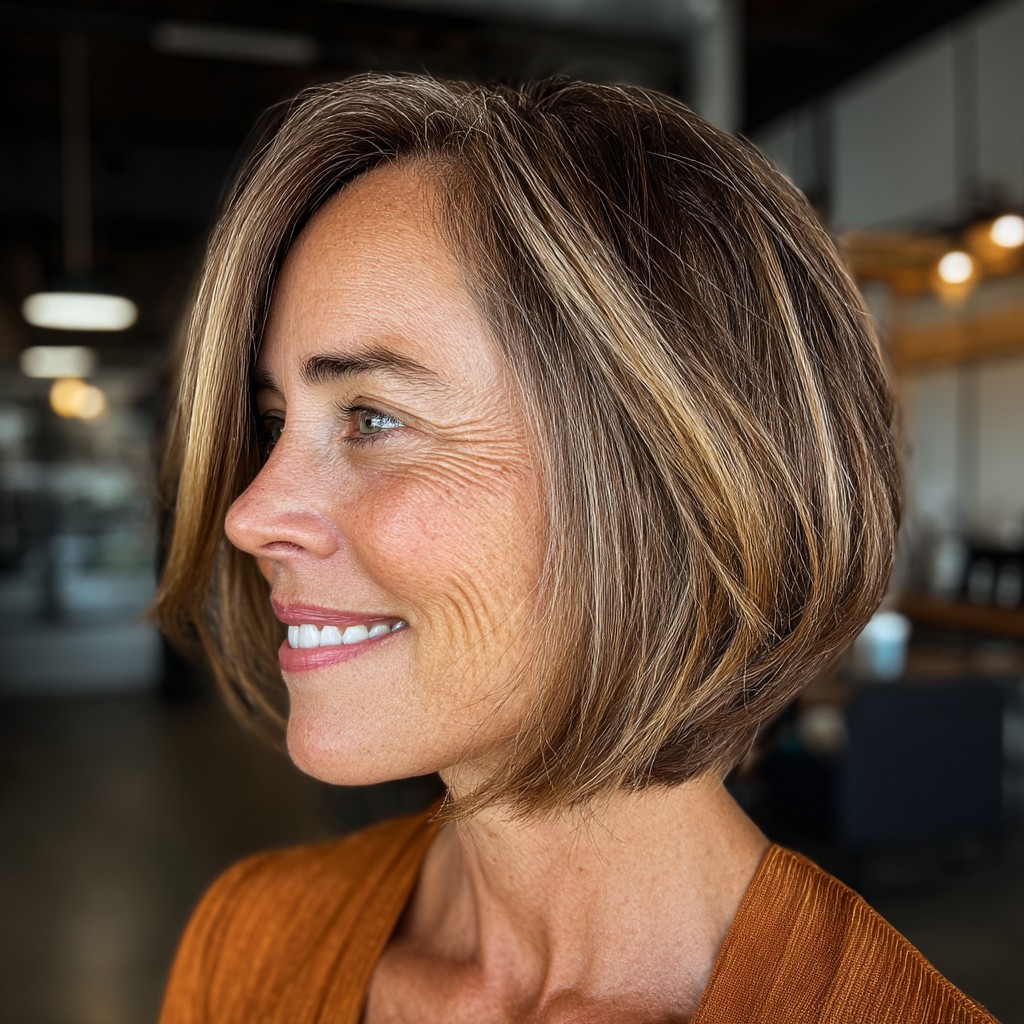Stylish Textured Lob with Subtle Highlights