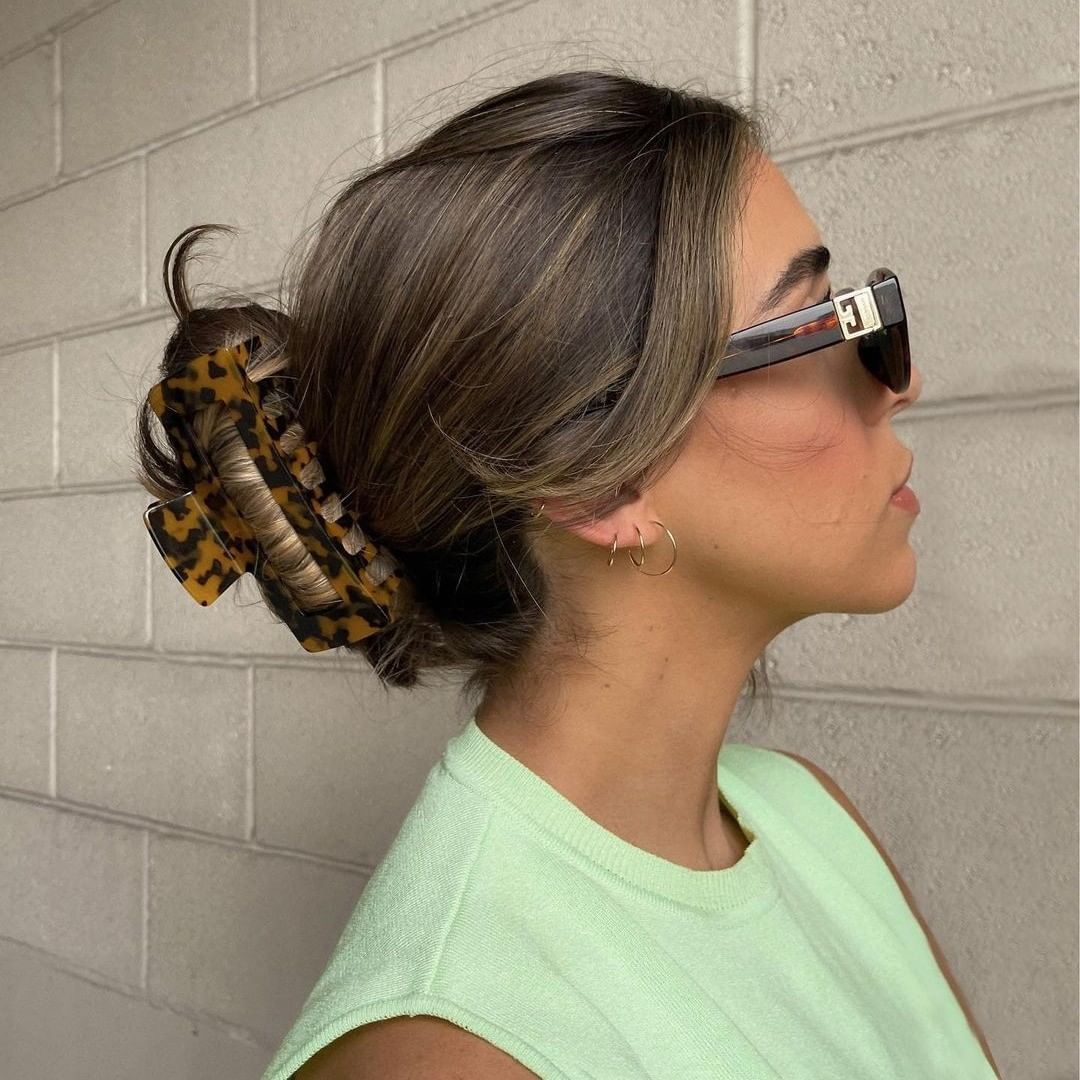 Textured Claw Clip Updo for Long Hair