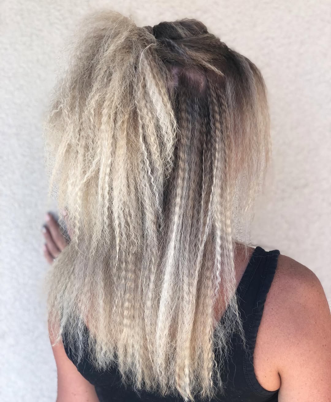 Textured Crimped Hair with Subtle Highlights