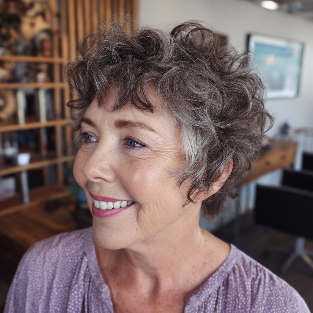 Textured Curly Mixie Cut with Defined Layers