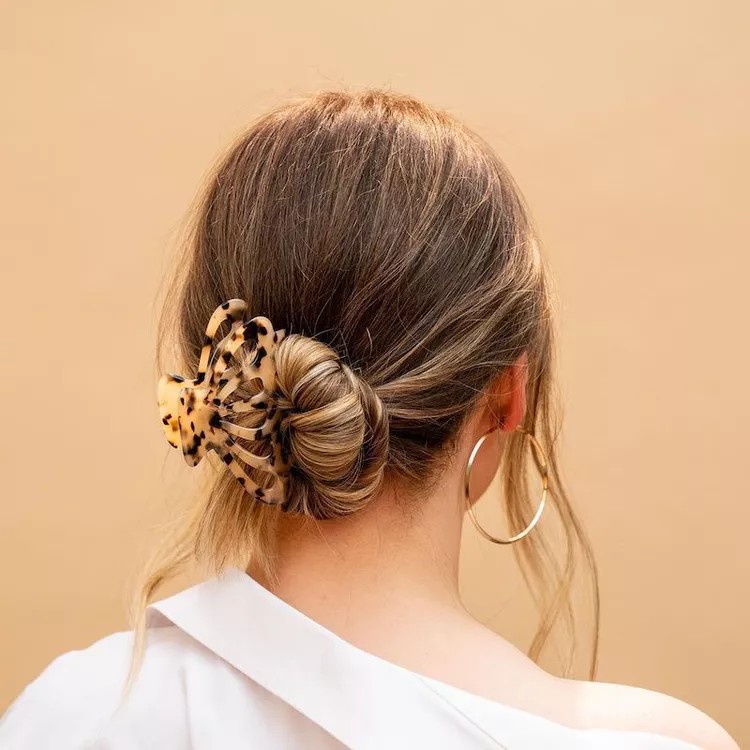 Textured Low Bun with Claw Clip for Long Hair