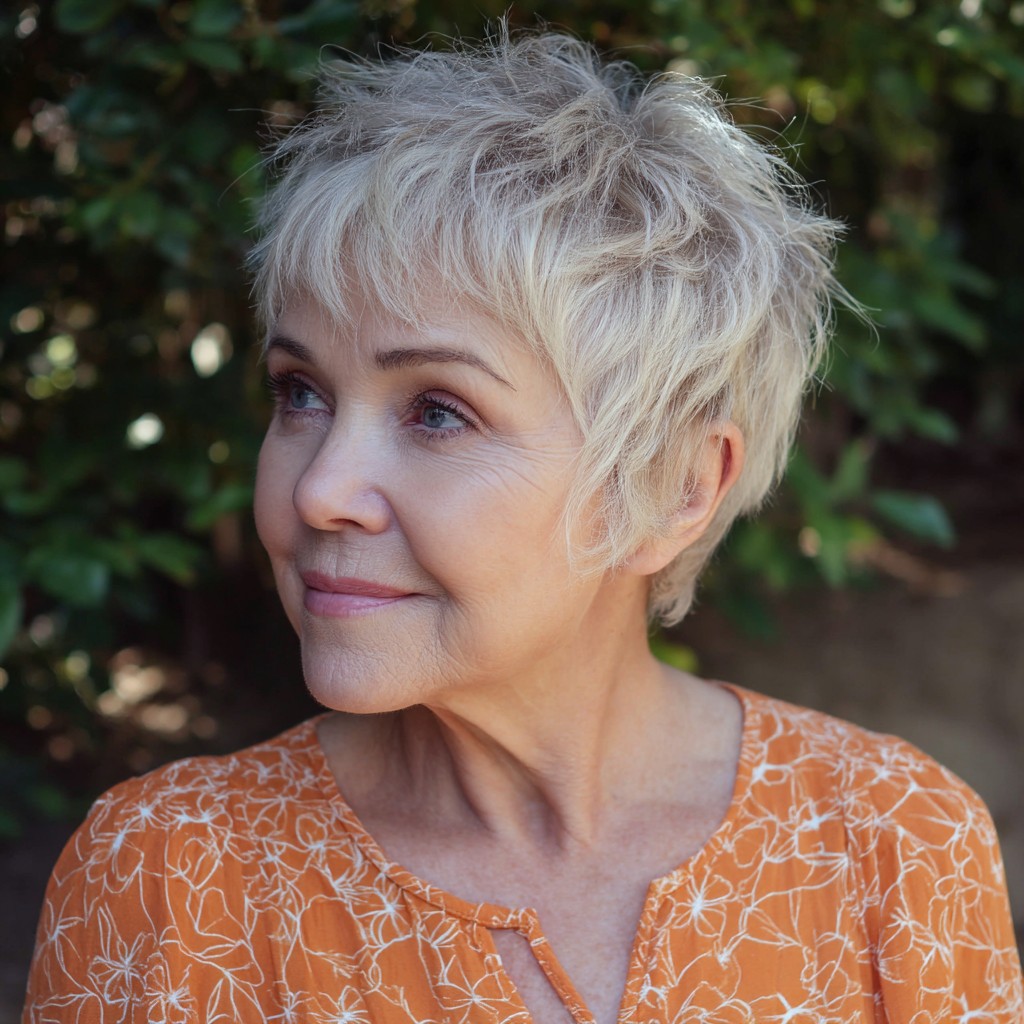 Textured Platinum Pixie with Soft Volume