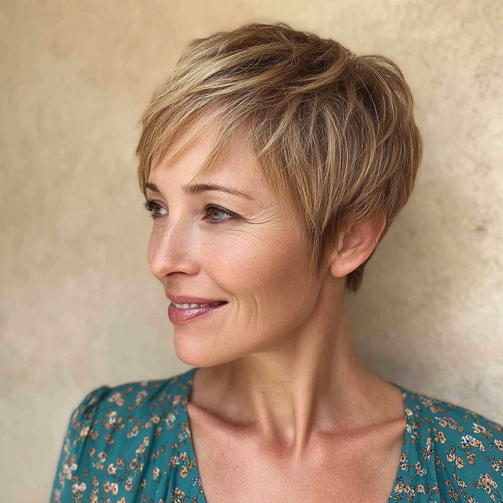 Textured Short Pixie Cut with Subtle Highlights
