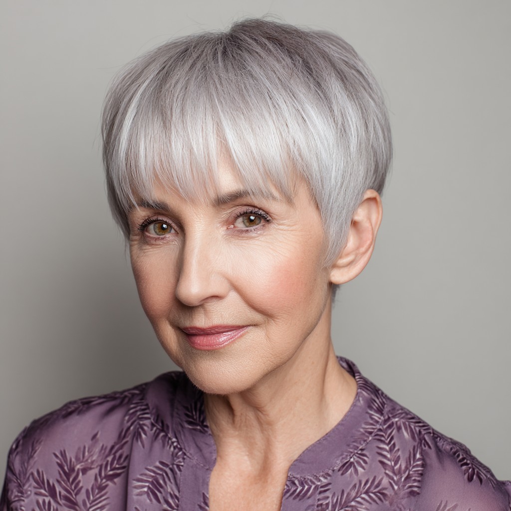 Textured Silver Pixie with Soft Fringes