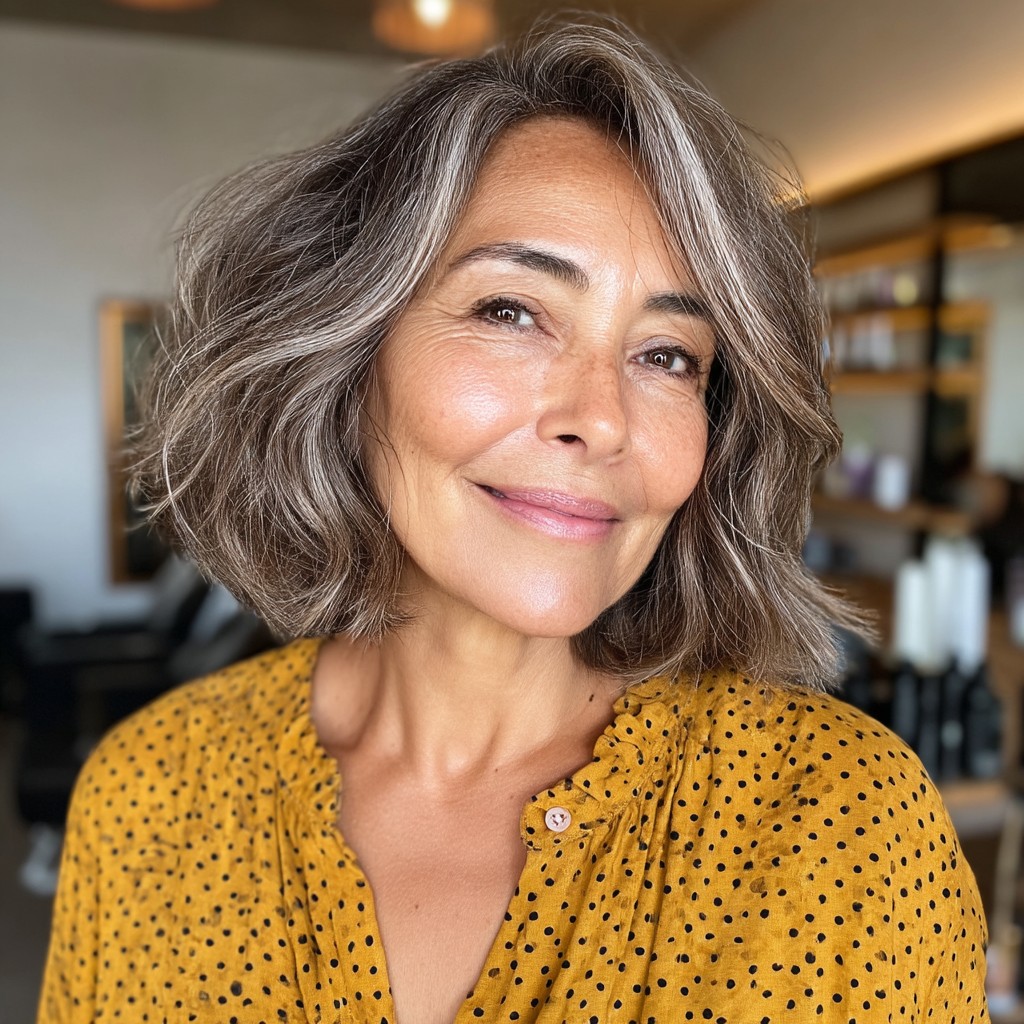 Textured Wavy Bob with Subtle Highlights