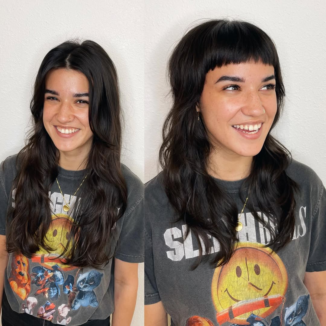 Trendy Baby Bangs with Textured Waves