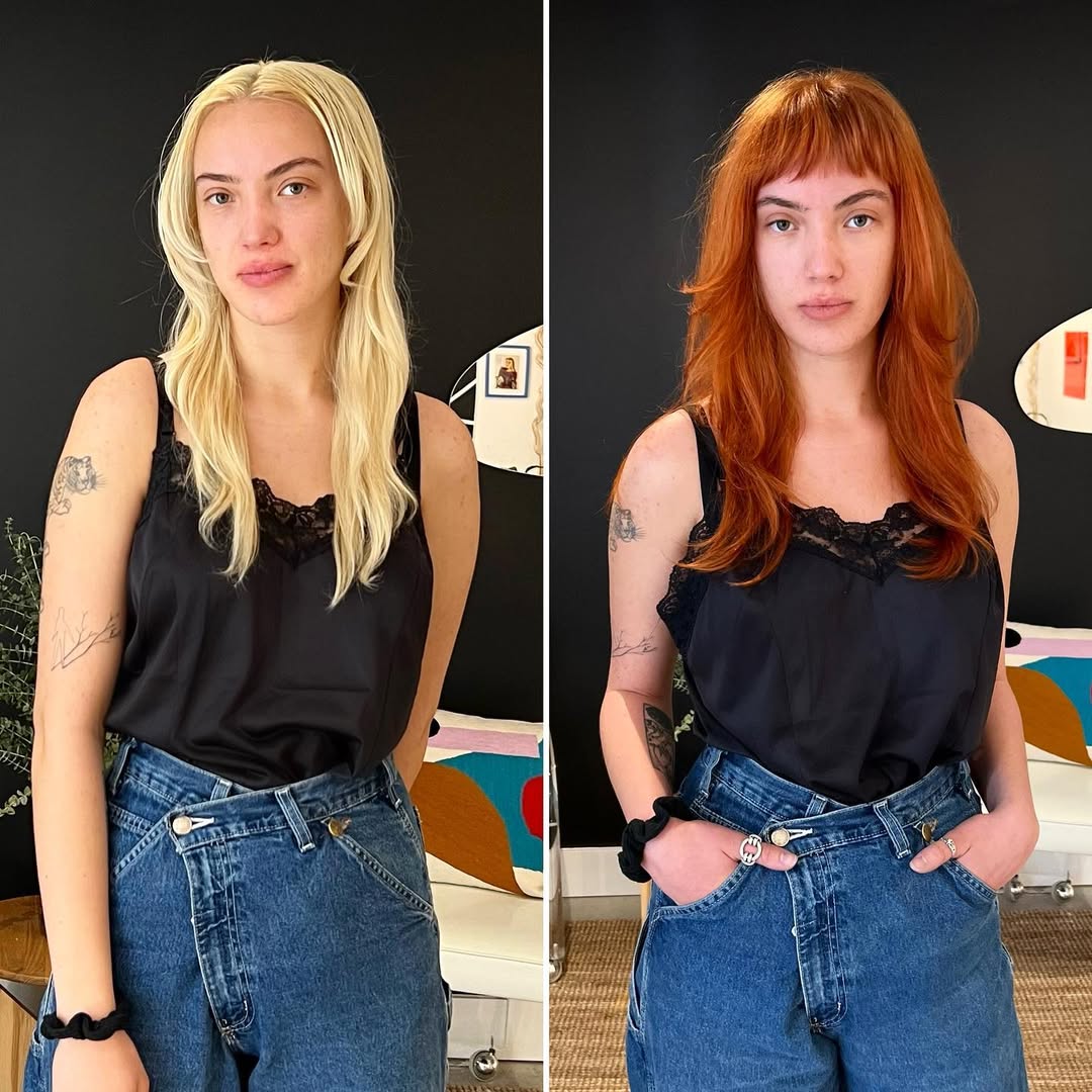 Trendy Red Baby Bangs with Lush Layers