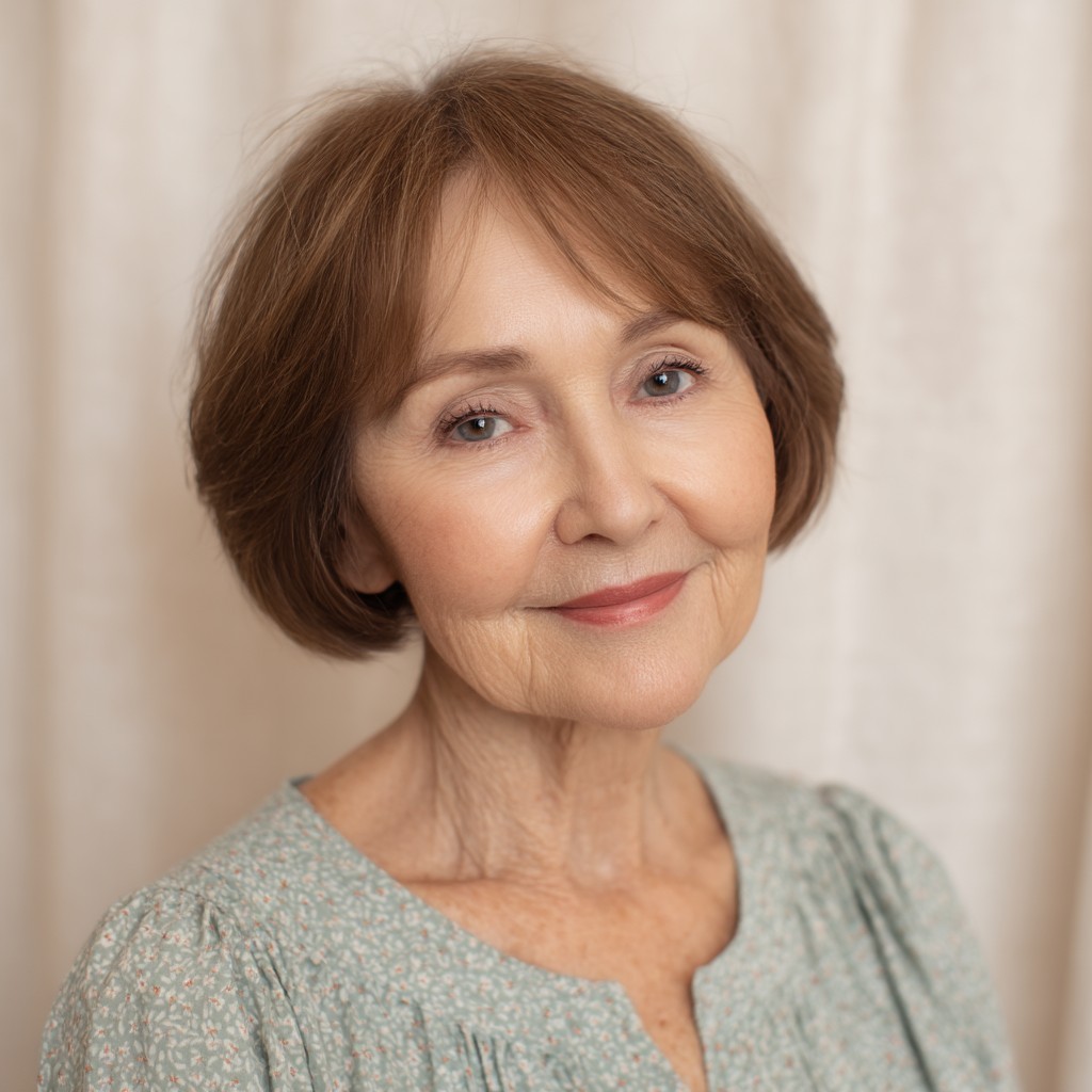 Charming Light Brown Rounded Bob with Soft Layers
