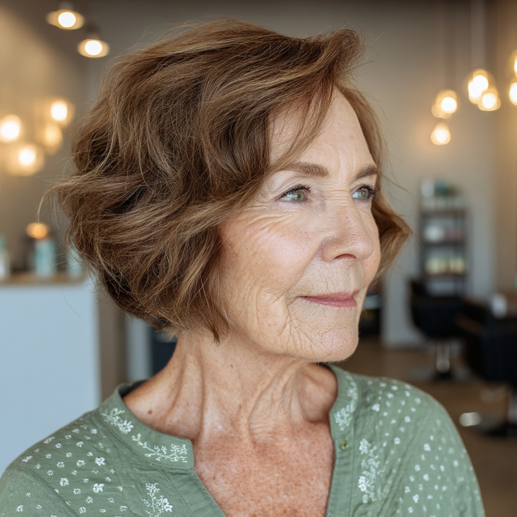 Charming Light Brown Textured Bob with Soft Waves