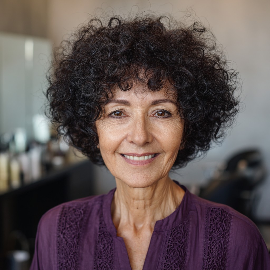 Chic Curly Jet Black Cut with Defined Layers