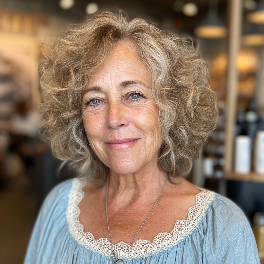 Chic Curly Shoulder-Length Cut with Soft Layers