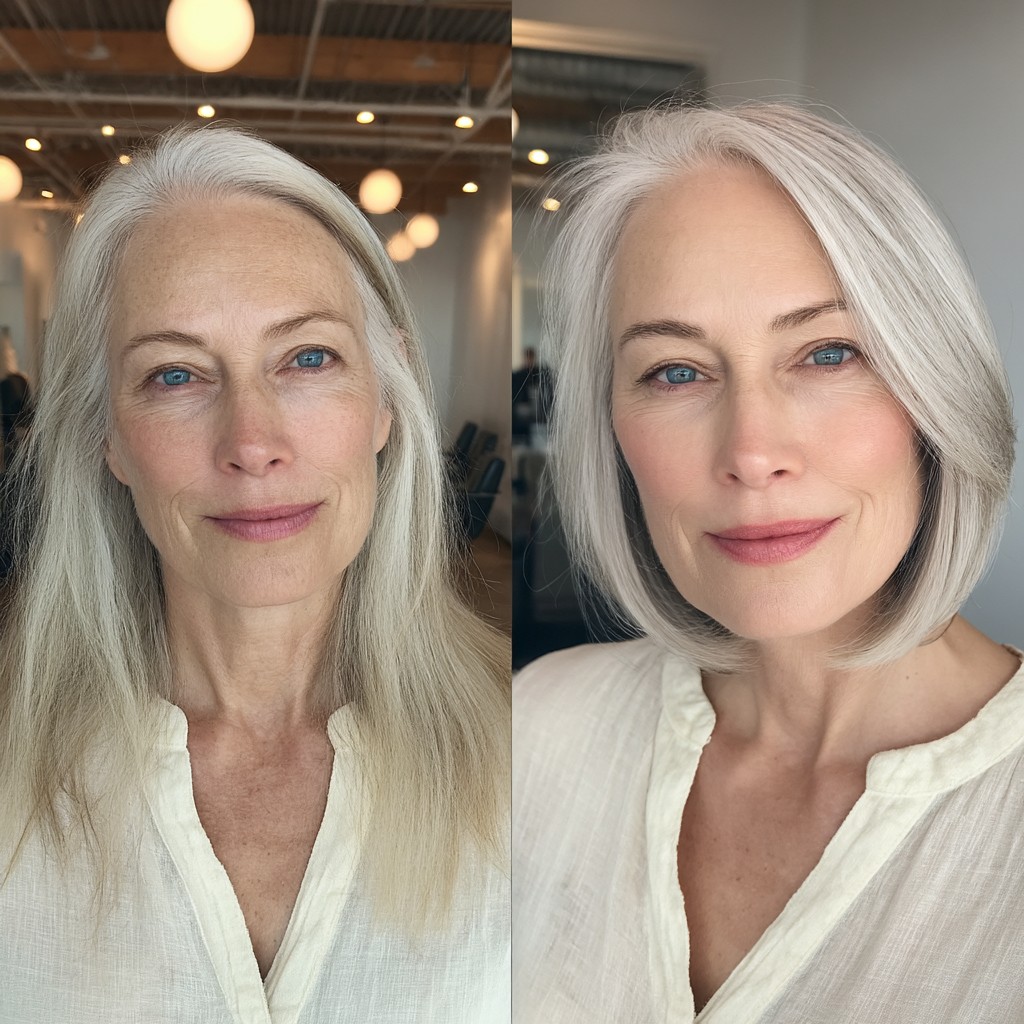Chic Silver Blunt Bob with Subtle Layers