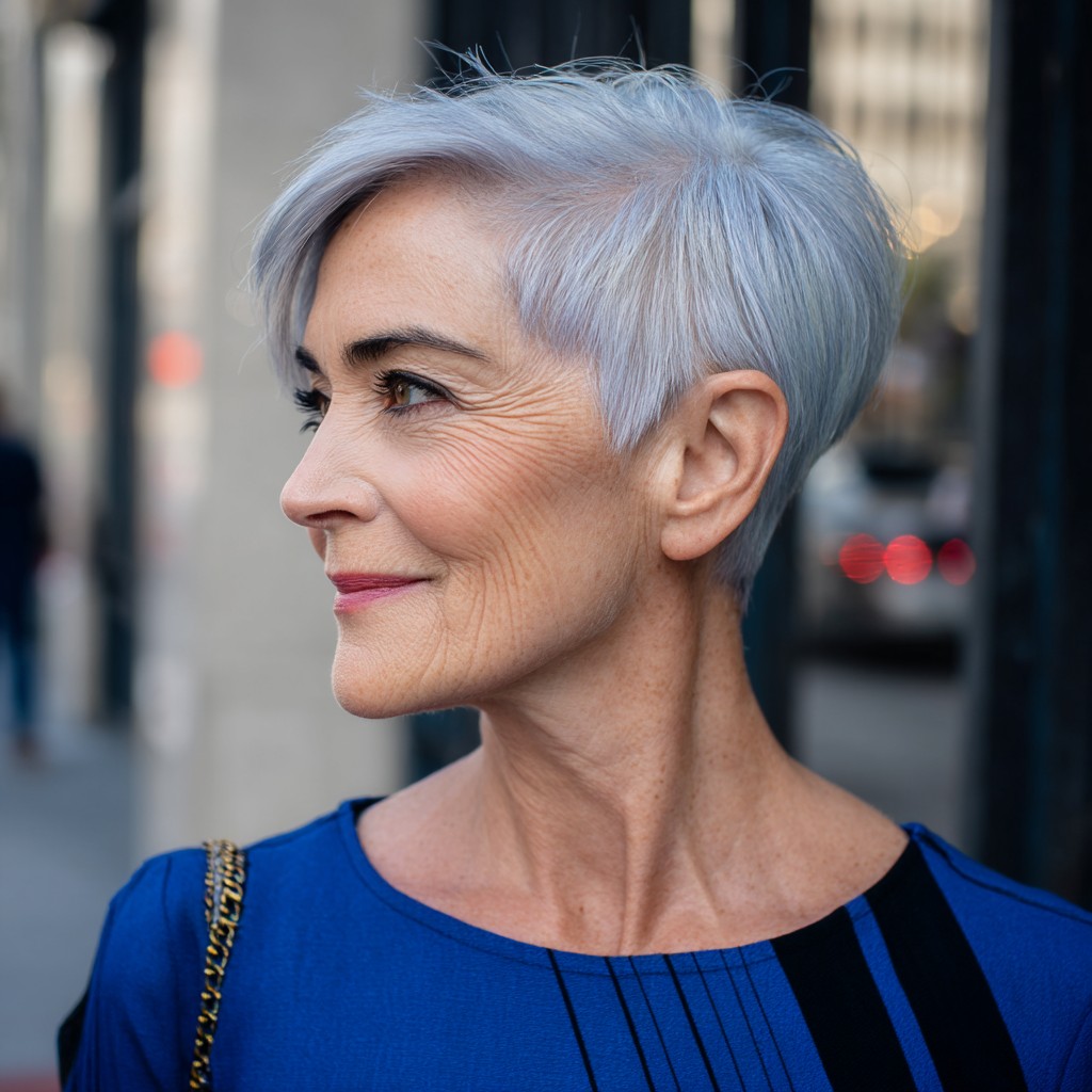 Chic Silver Pixie Cut with Textured Layers
