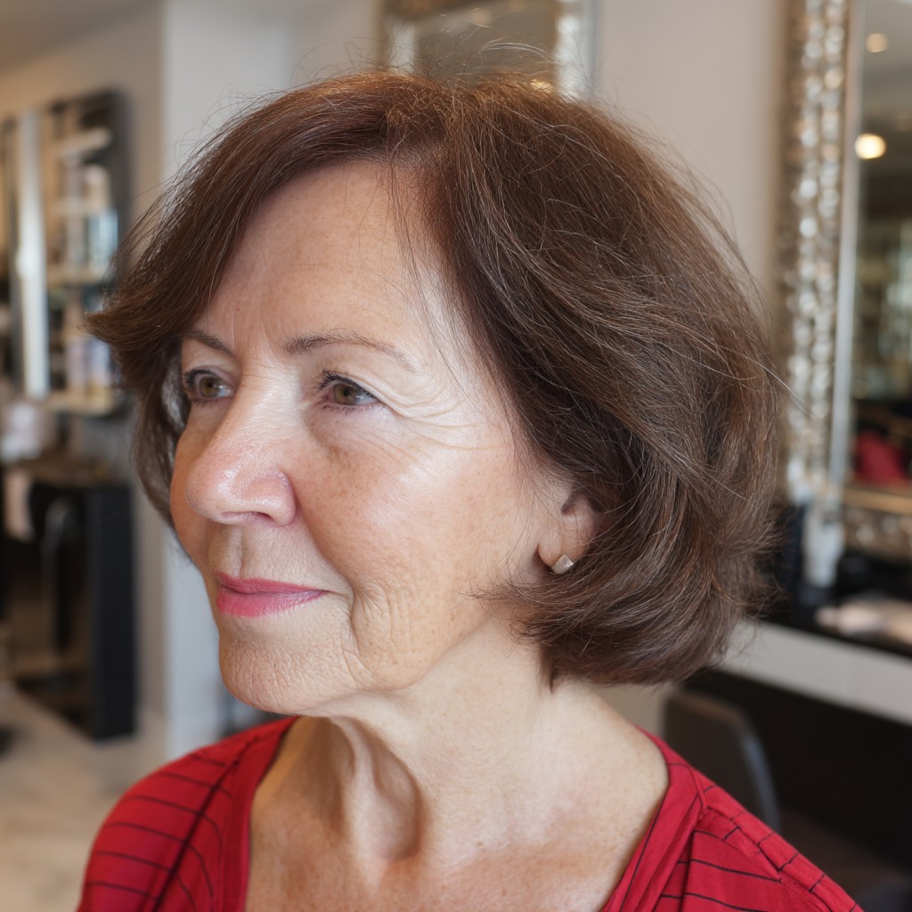 Chic Softly Layered Brown Bob with Gentle Waves